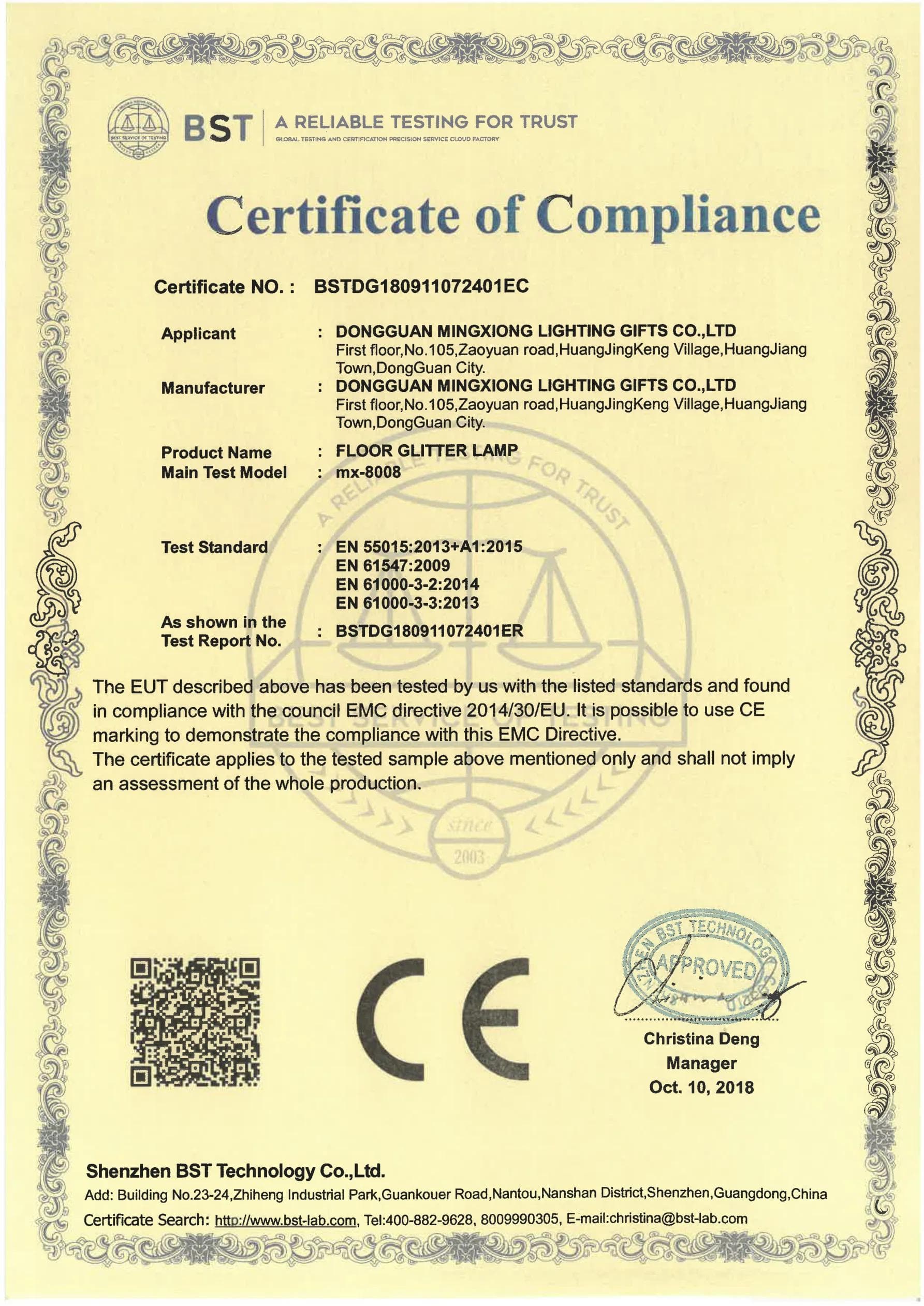 MX-8008 CE certificate key page preview