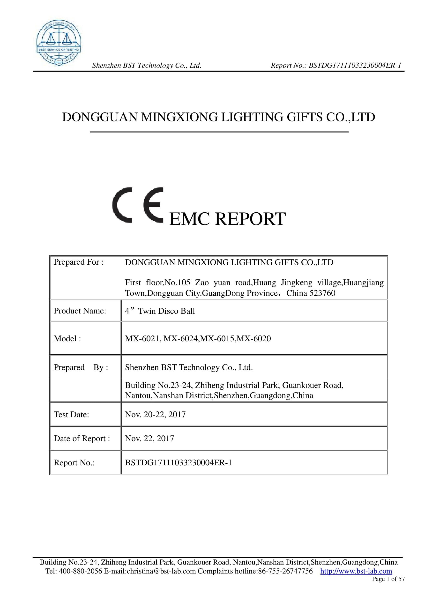 MX-6024 Disco Light CE EMC certificate preview