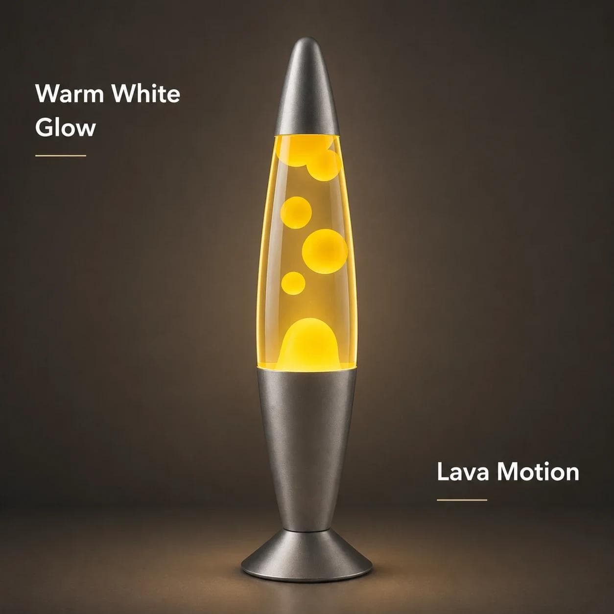MX-3015 warm yellow lava lamp glowing with visible lava motion for decorative room ambience