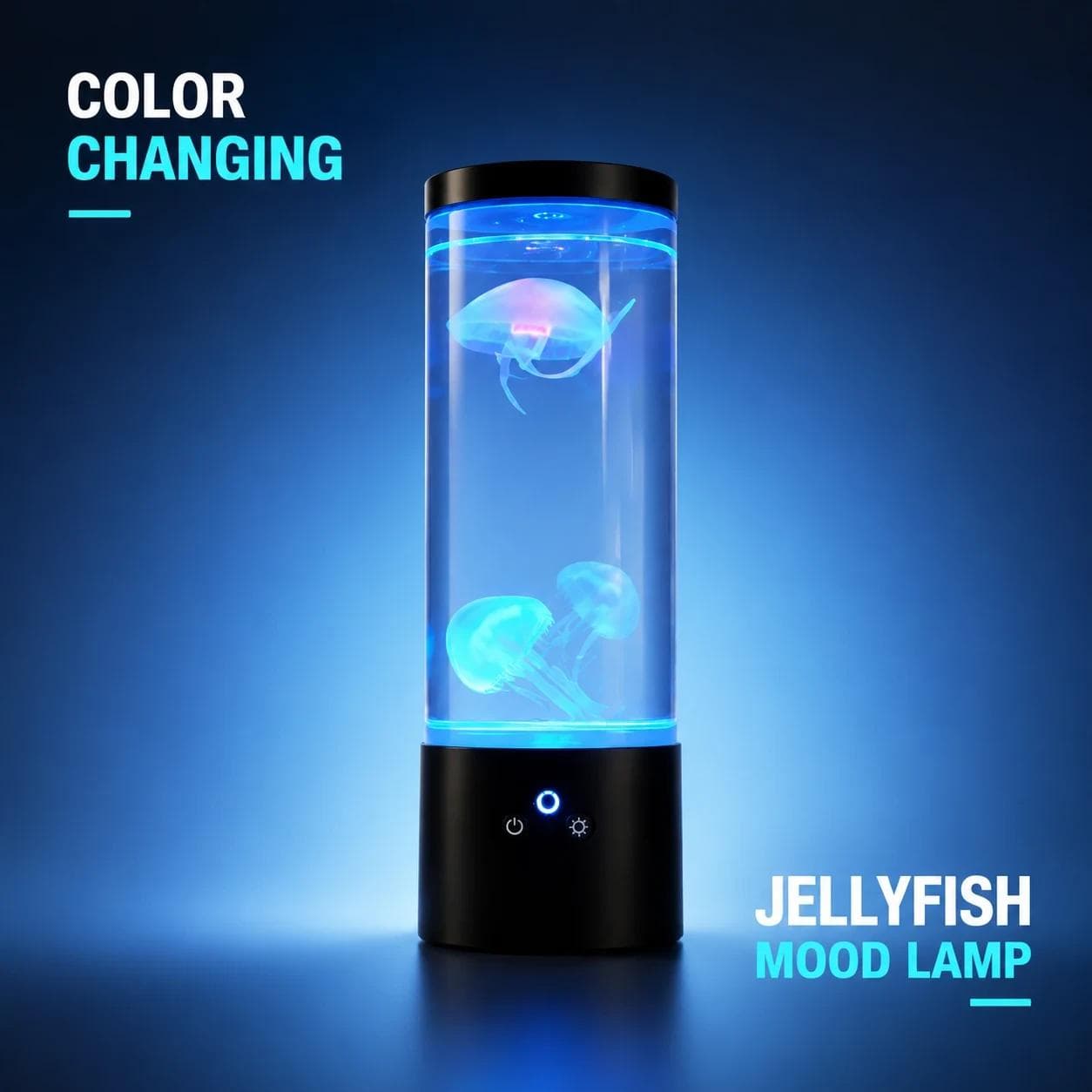MX-5014B jellyfish table light glowing blue with color changing LED effect