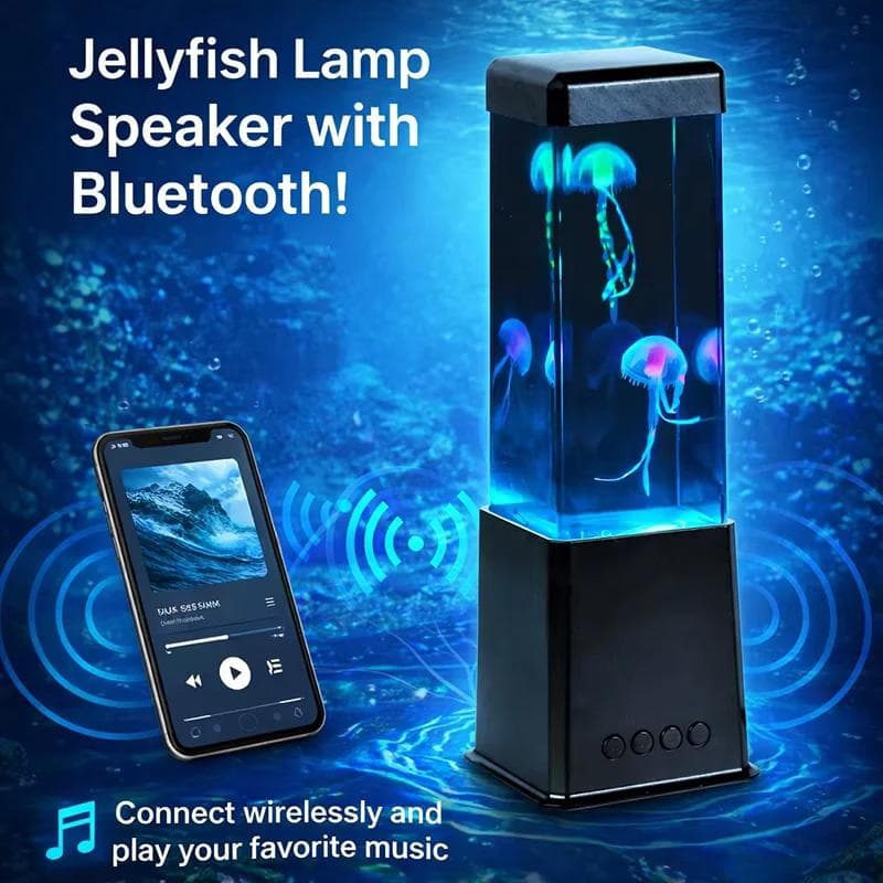 MX-5013D Bluetooth jellyfish aquarium speaker lamp with blue RGB water effect