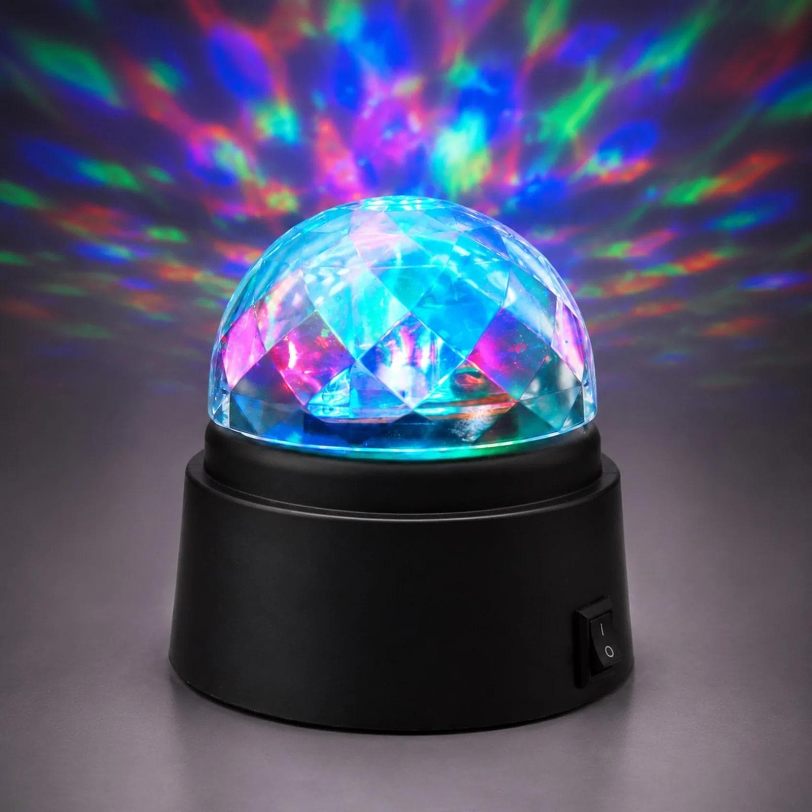 MX-6030 mini RGB disco party light shown as a clean product view with faceted crystal dome