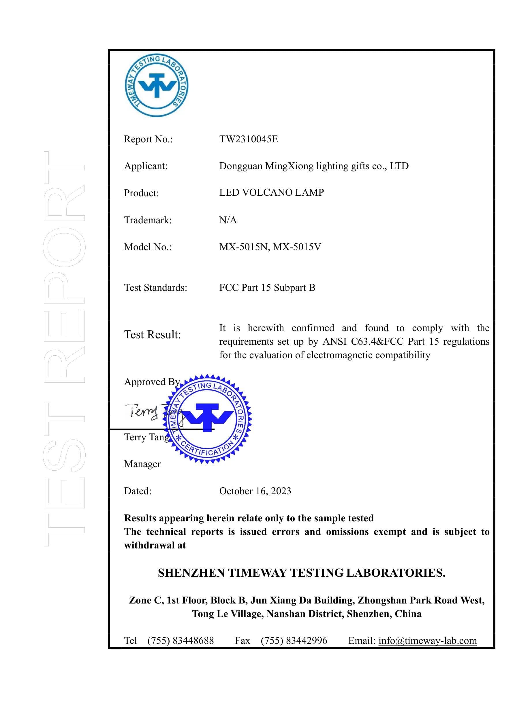 MX-5015N FCC certificate key page preview