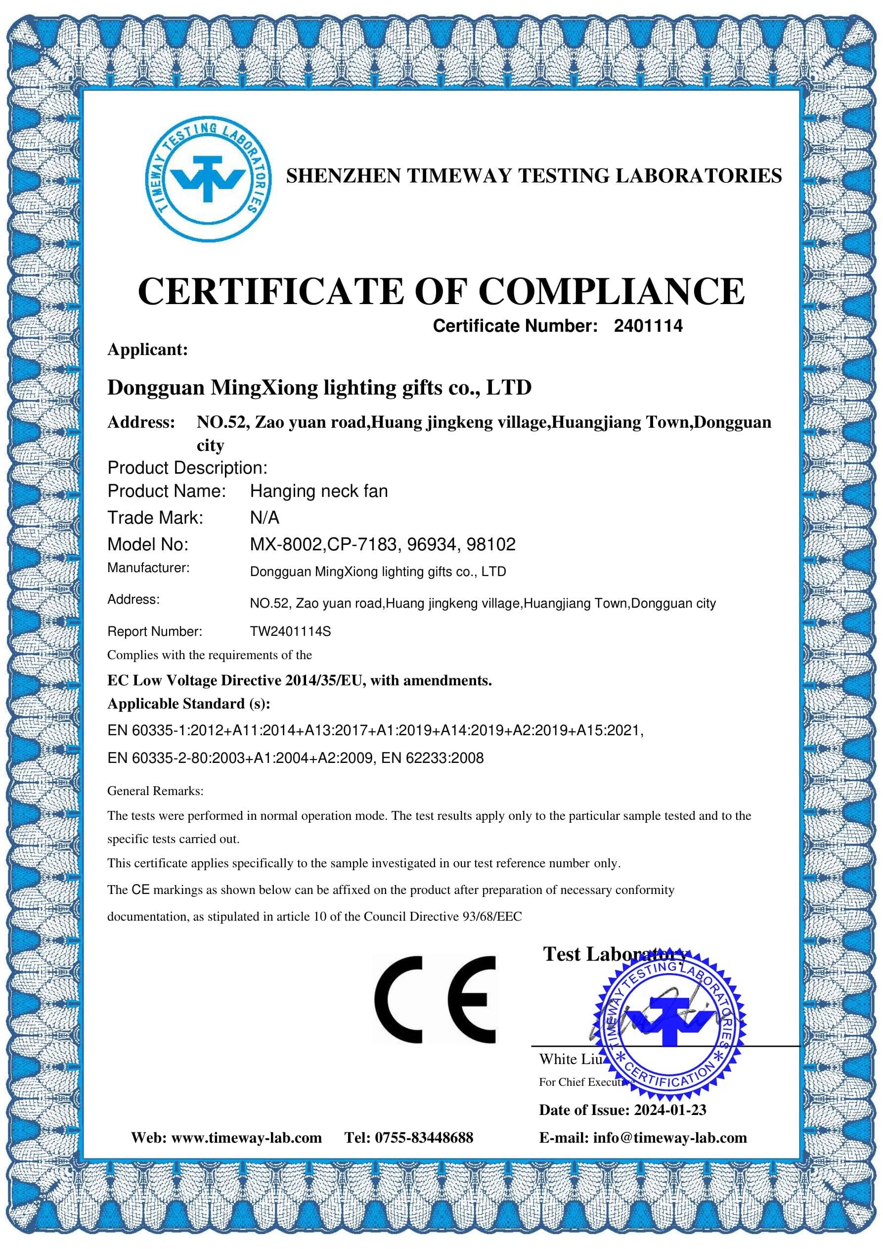 MX-8002 CE certificate key page preview