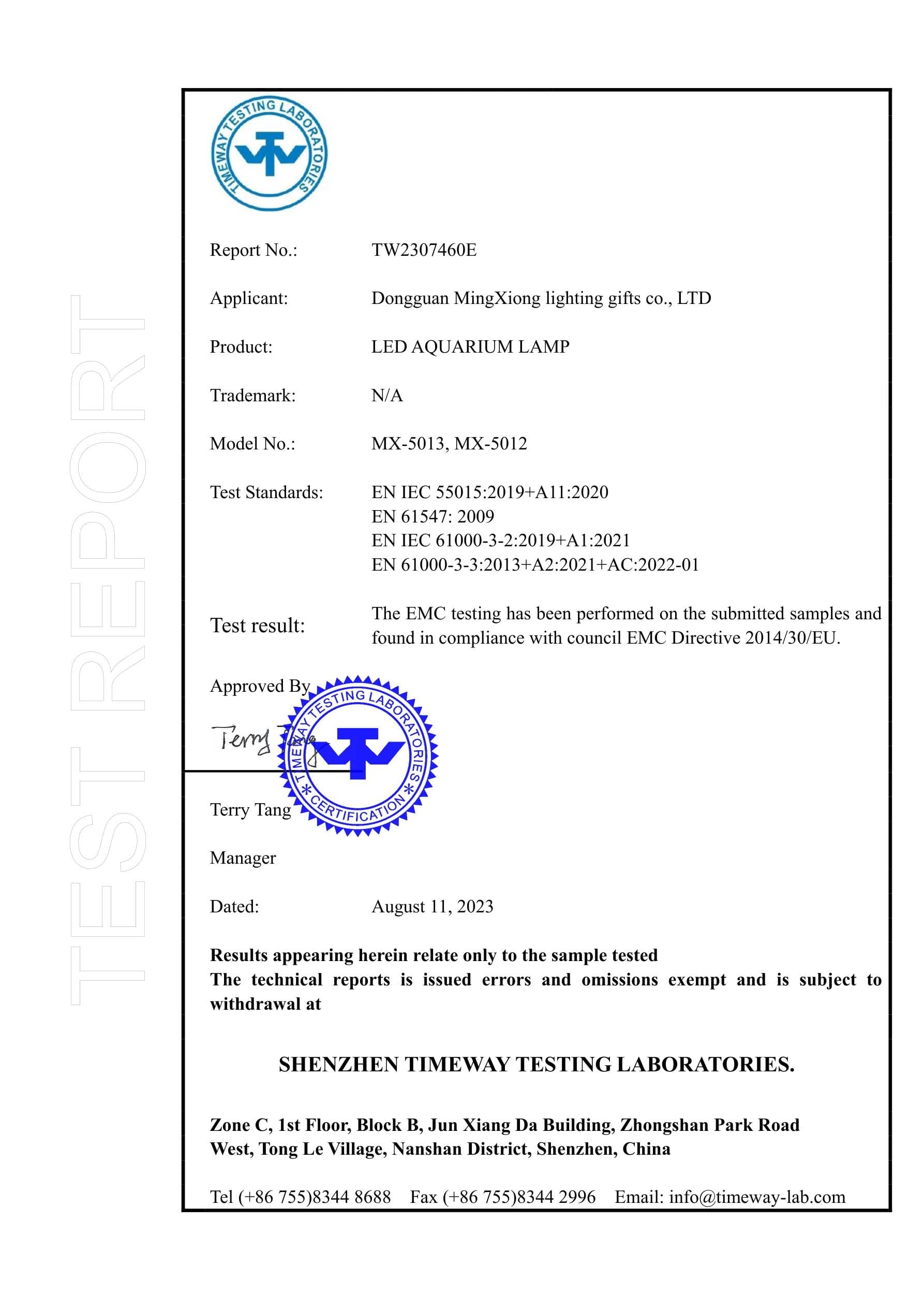 MX-5012 CE certificate key page preview