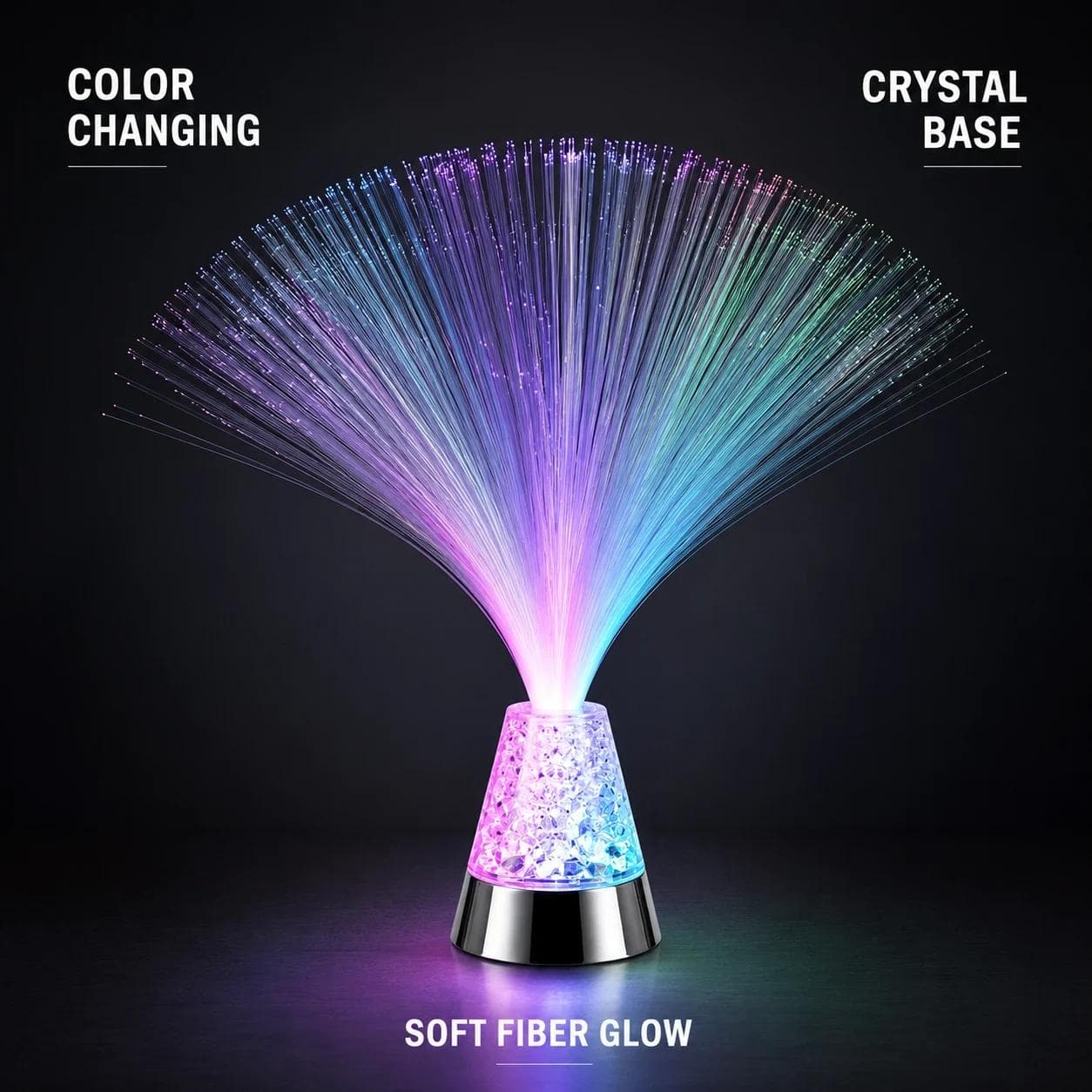 MX-1012 RGB color changing fiber optic lamp with crystal-style base for decorative lighting