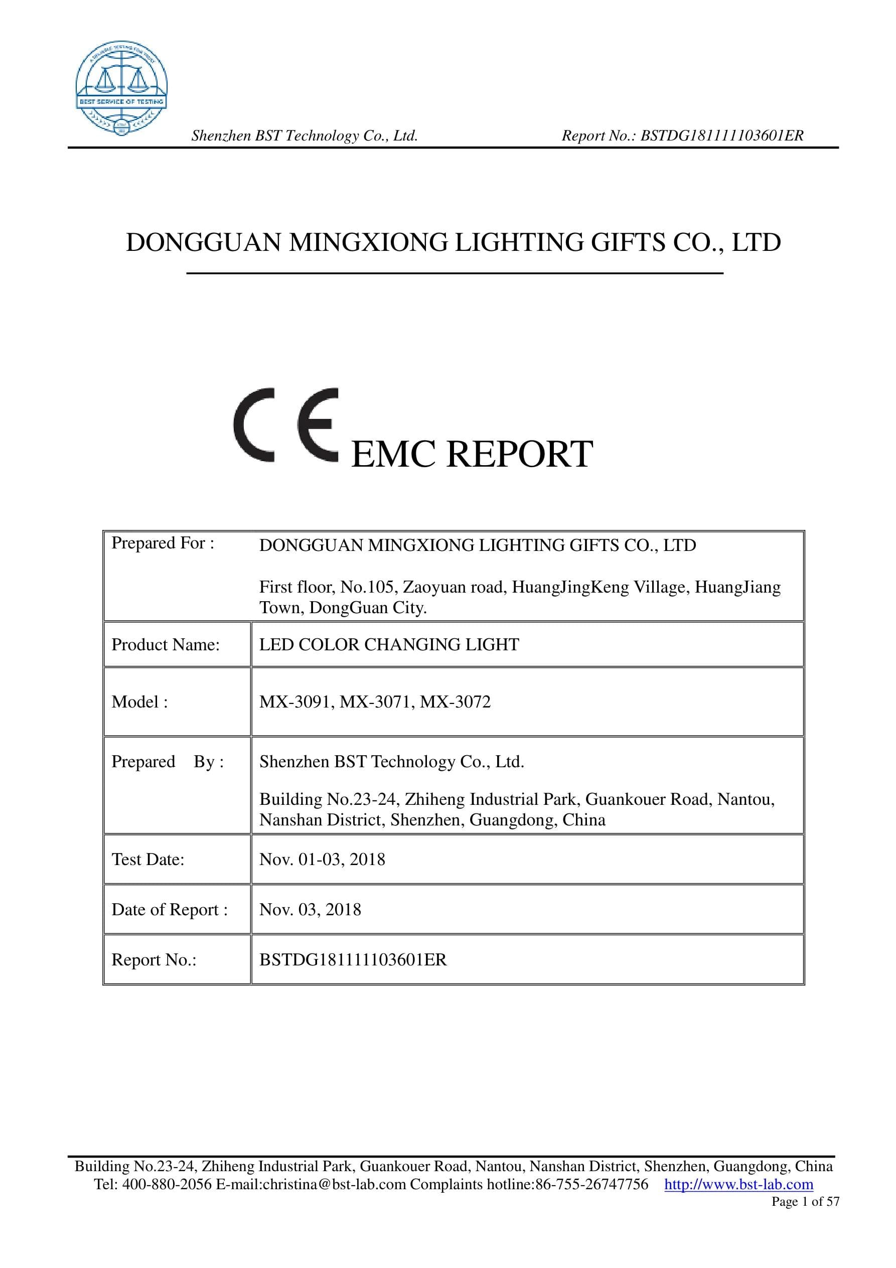 MX-3072 Tornado Lamp CE EMC certificate preview